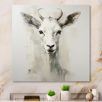 White Echoes of the Alpine goat portrait - Goat Large Canvas Wall Art